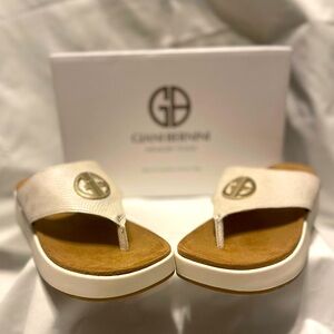 Giani Bernini Women’s Leather Flatform Sandals White Size 7
